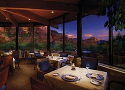Restauracja, Skały, Zachód Słońca, Sedona, Arizona, USA