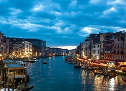 Wenecja, Domy, Kanał, Gondole, Motorówki