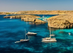 Morze, Jachty, Skały, Malta