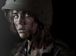 Kobieta, Żołnierka, Spojrzenie
