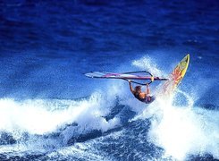 Windsurfing,deska, żagiel , morze,fala