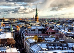 Domy, Kościoły, Kopenhaga, Panorama, Miasta, Dania