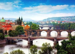 Czechy, Praga, Miasto, Mosty, Rzeka