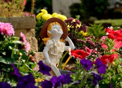 Ogródek, Kwiaty, Figurka
