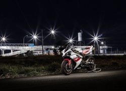 Motocykl, Yamaha, Noc, Światła