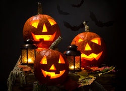 Halloween, Dynie, Lampy