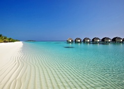 Atol, Domki, Hotelowe, Plaża, Roślinność, Malediwy