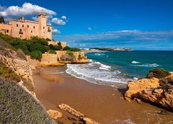 Hiszpania, Tarragona, Zamek Tamarit, Castle of Tamarit, Morze, Wybrzeże