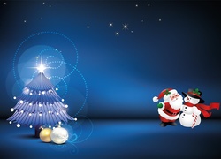 Święta, Boże Narodzenie, Mikołaj, Bałwan, Choinka