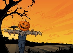 Halloween, Dynia, Strach na wróble, Wrona, Drzewo