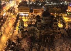 Łotwa, Ryga, Miasto, Nocą, Katedra, Cerkwi