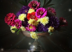 Bukiet, Kwiatów, Astry