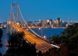 Oświetlony, Most, Rzeka, Drapacze Chmur, San Francisco
