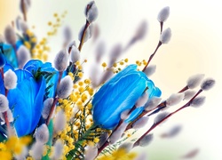 Niebieskie, Tulipany, Kwiatki, Bazie, Dekoracja Wielkanocna