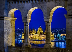 Budapeszt, Węgry, Parlament, Zabytek, Miasto, Nocą, Rzeka