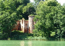 zamek, ruiny, wyspa