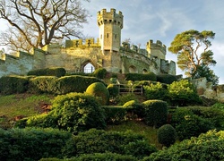 Zamek w Warwick, Anglia, Wzgórze, Drzewa