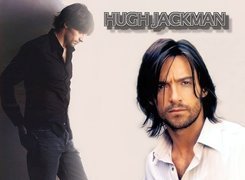 Hugh Jackman,biała koszula, długie włosy