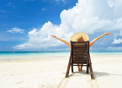 Lato, Plaża, Relax, Leżak, Wakacje