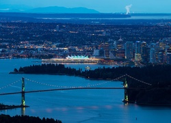 Vancouver, Miasto, Nocą, Most