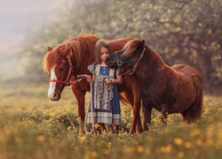 Dziewczynka, Dziecko, Koń, Kucyk