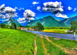 Słowenia, Góry, Chmury, Droga