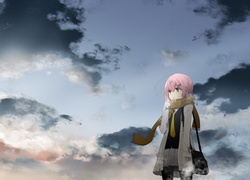 Dziewczyna, Niebo, Chmury, Anime