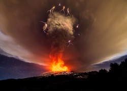 Wulkan, Erupcja, Ogień, Dym