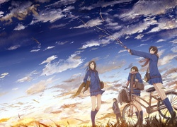 Ludzie, Rower, Niebo, Anime