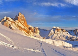 Zima, Włochy, Dolomity, Dolina, Val Gardena