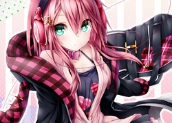 Dziewczyna, Słuchawki, Różowe włosy, Anime