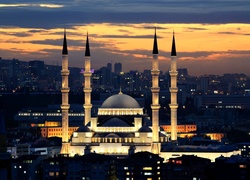 Ankara, Turcja, Meczet Kocatepe, Noc