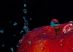 Jabłko, Czerwone, Krople Wody