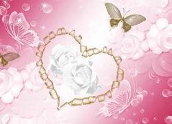 Serce, Motyle, Białe róże