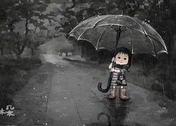 Deszcz, Dziewczynka, Parasol