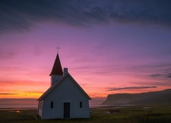 Islandia, Wybrzeże, Kościół, Zachód, Słońca