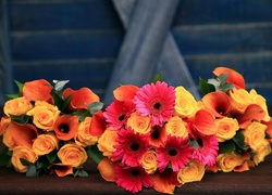 Kwiaty, Bukiet, Gerbera, Róże