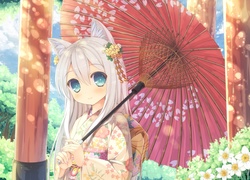 Dziewczyna, Manga Anime,  Parasolka