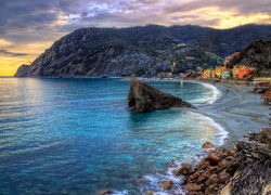 Cinque, Terra, Wybrzeże, Włoch, Wschód, Słońca