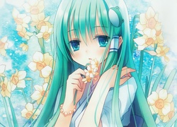 Dziewczyna, Kwiaty, Żonkile, Manga, Anime