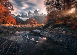 Jesień, Góry, Szczyt Fitz Roy, Patagonia, Argentyna