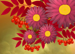 Kwiaty, Jarzębina, Grafika
