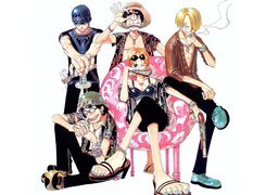 One Piece, ludzie, fotel, wachlarz