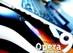 laptop, klawiatura, myszka, Opera