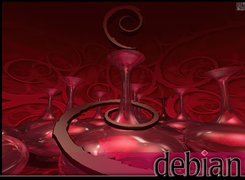 Linux Debian, ślimak, zawijas, muszla, grafika, kieliszek