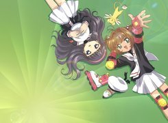 Cardcaptor Sakura, dziewczyny, pluszak, rolka, czapka, mundurki