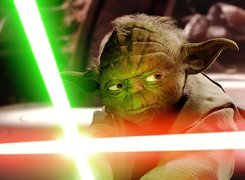 Yoda, Star Wars, twarz, laser