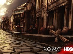 Rome, droga, stare, budynki, wazony