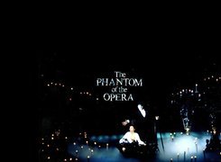 Phantom Of The Opera, scena, świece, czarne, tło
