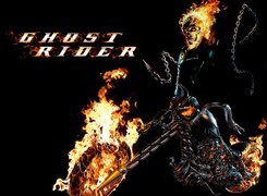 Ghost Rider, motocykl, płonie, łańcuchy